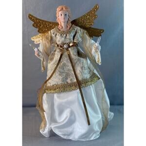 GE StayBright 14" Angel Off-white/gold White Christmas Capiz Tree Topper 11 LED
